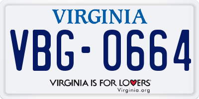 VA license plate VBG0664
