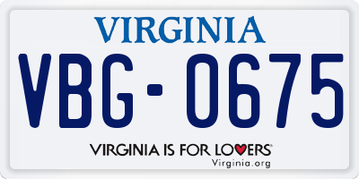 VA license plate VBG0675