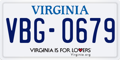 VA license plate VBG0679