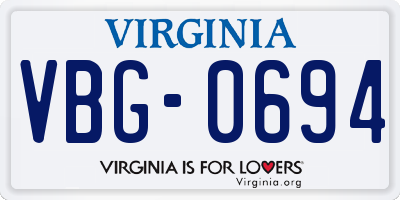 VA license plate VBG0694