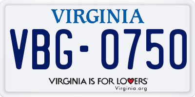 VA license plate VBG0750