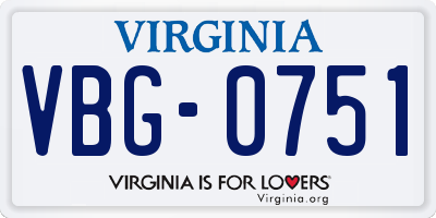 VA license plate VBG0751