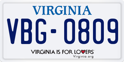 VA license plate VBG0809