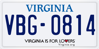 VA license plate VBG0814