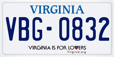 VA license plate VBG0832
