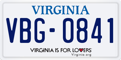 VA license plate VBG0841