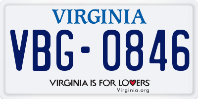 VA license plate VBG0846