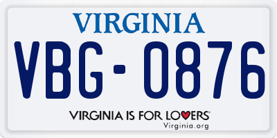 VA license plate VBG0876
