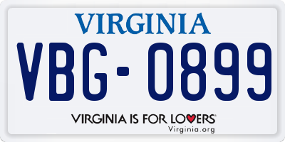 VA license plate VBG0899