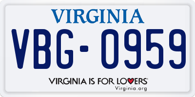 VA license plate VBG0959
