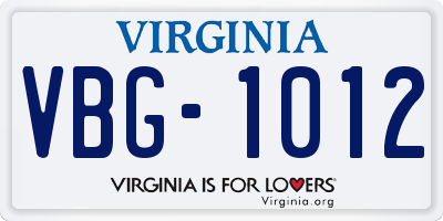 VA license plate VBG1012