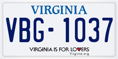 VA license plate VBG1037