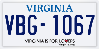 VA license plate VBG1067