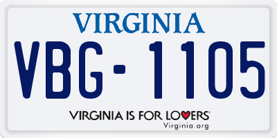 VA license plate VBG1105