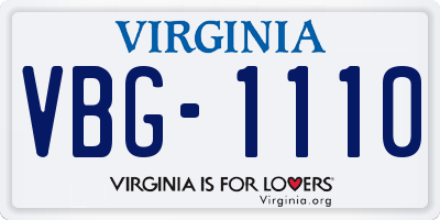 VA license plate VBG1110