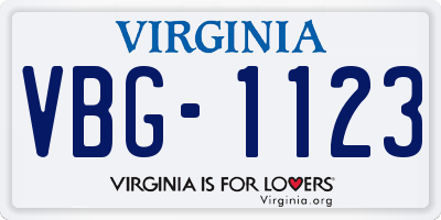 VA license plate VBG1123