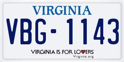VA license plate VBG1143