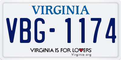 VA license plate VBG1174