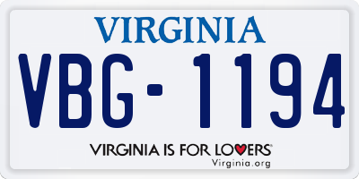 VA license plate VBG1194