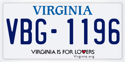 VA license plate VBG1196