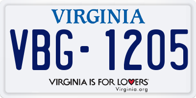 VA license plate VBG1205