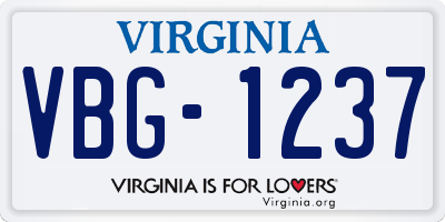 VA license plate VBG1237