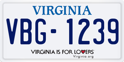 VA license plate VBG1239