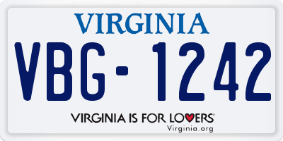 VA license plate VBG1242