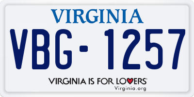 VA license plate VBG1257