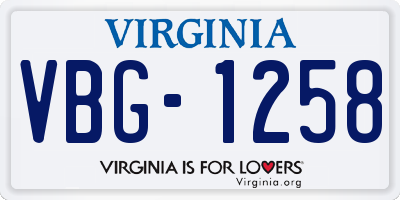 VA license plate VBG1258