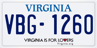 VA license plate VBG1260