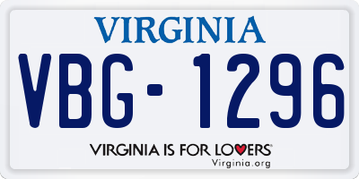 VA license plate VBG1296