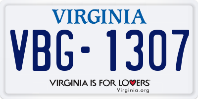 VA license plate VBG1307