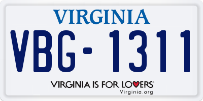 VA license plate VBG1311