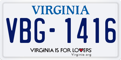 VA license plate VBG1416