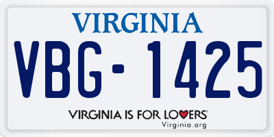 VA license plate VBG1425