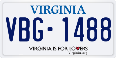VA license plate VBG1488