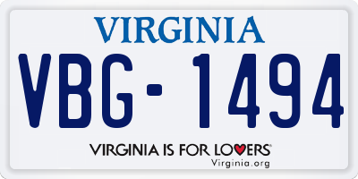 VA license plate VBG1494