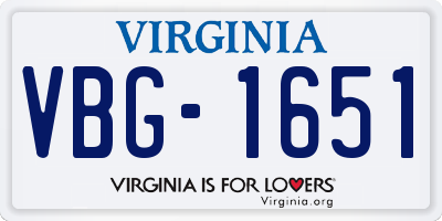 VA license plate VBG1651