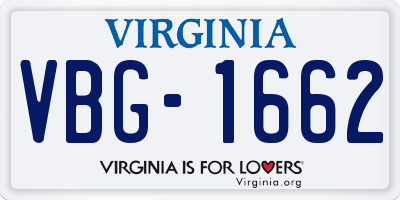 VA license plate VBG1662