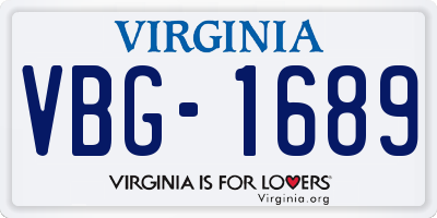 VA license plate VBG1689