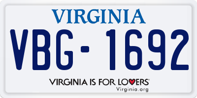 VA license plate VBG1692