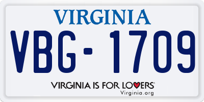 VA license plate VBG1709