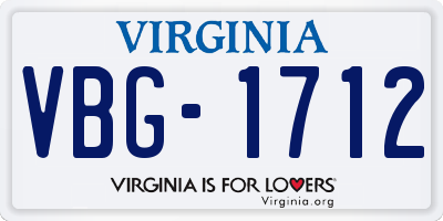 VA license plate VBG1712