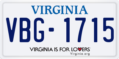 VA license plate VBG1715