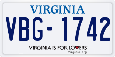 VA license plate VBG1742