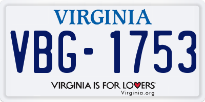 VA license plate VBG1753