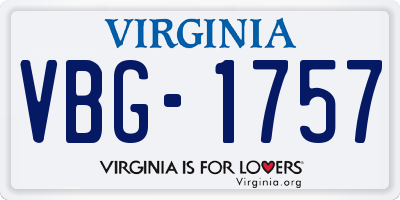 VA license plate VBG1757