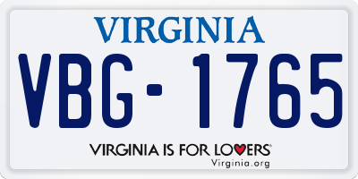 VA license plate VBG1765