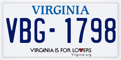VA license plate VBG1798